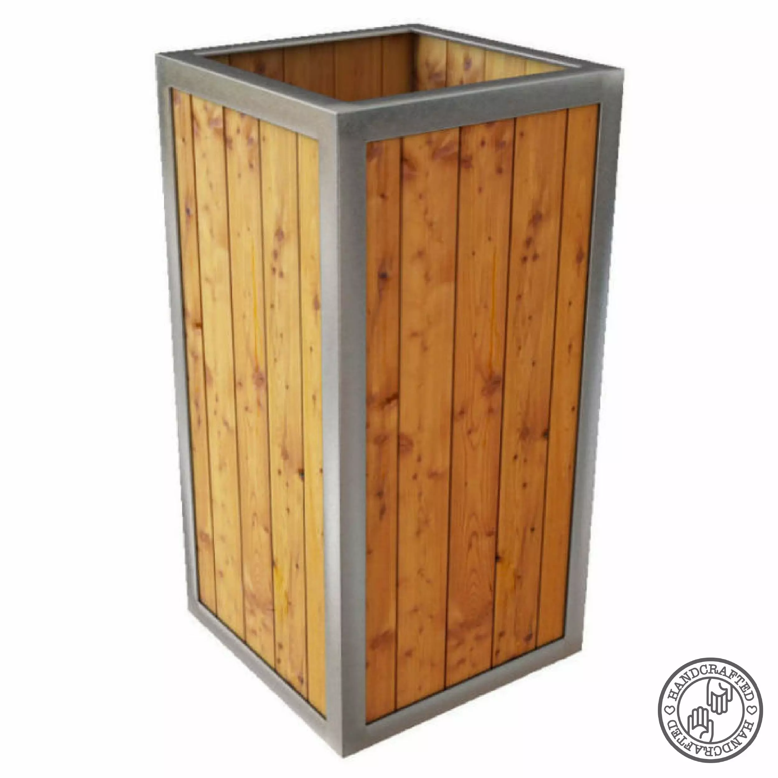 Arturo Industrial Café Planter Metal and Wood Arturo Industrial Cafe Planter with Logo. Bespoke Cafe Planter, Wooden Cafe Planter, Custom-Made Cafe Planter, Handmade Cafe Planters, Commercial Planters, Commercial Cafe Planter