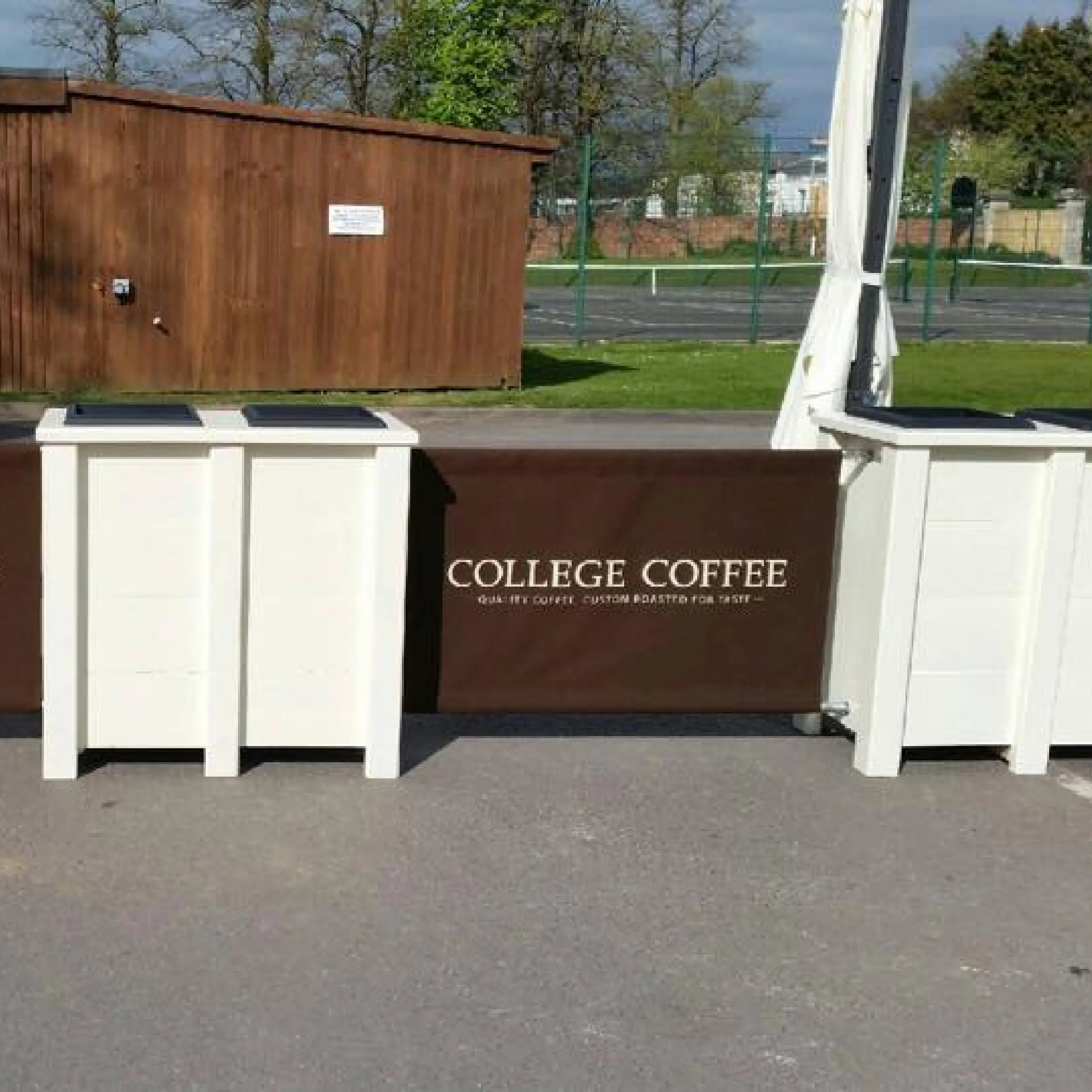 College Coffee - Vigo Wooden Cafe Planter Handmade Bespoke Tall Vigo Wooden Cafe Planter with Plastic Insert, ideal for use with our Canvas Cafe Screens.
