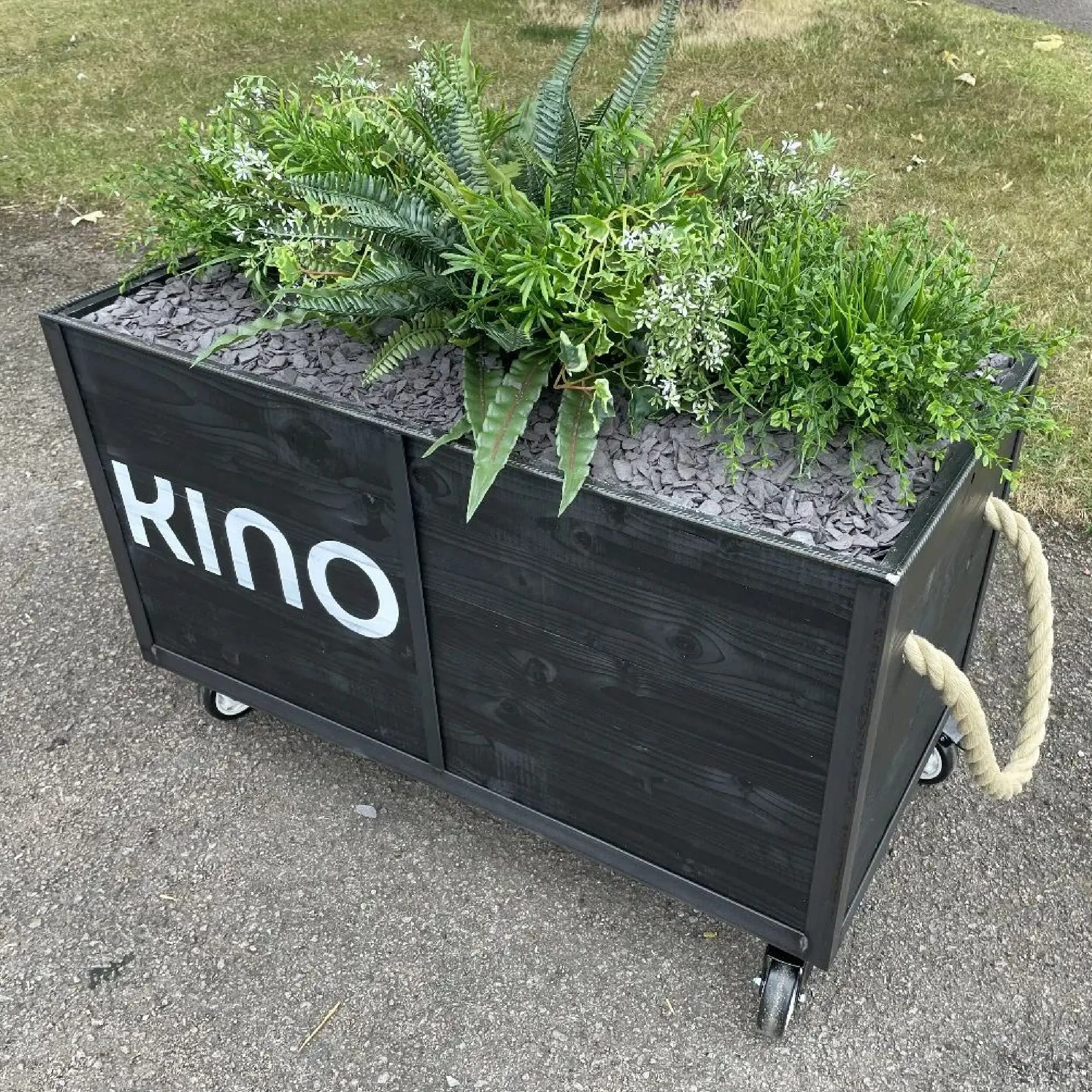 Combination Industrial Cafe Planter - Kino Kino, Leeds Combination Industrial Cafe Planters in Black Finish and with Logo