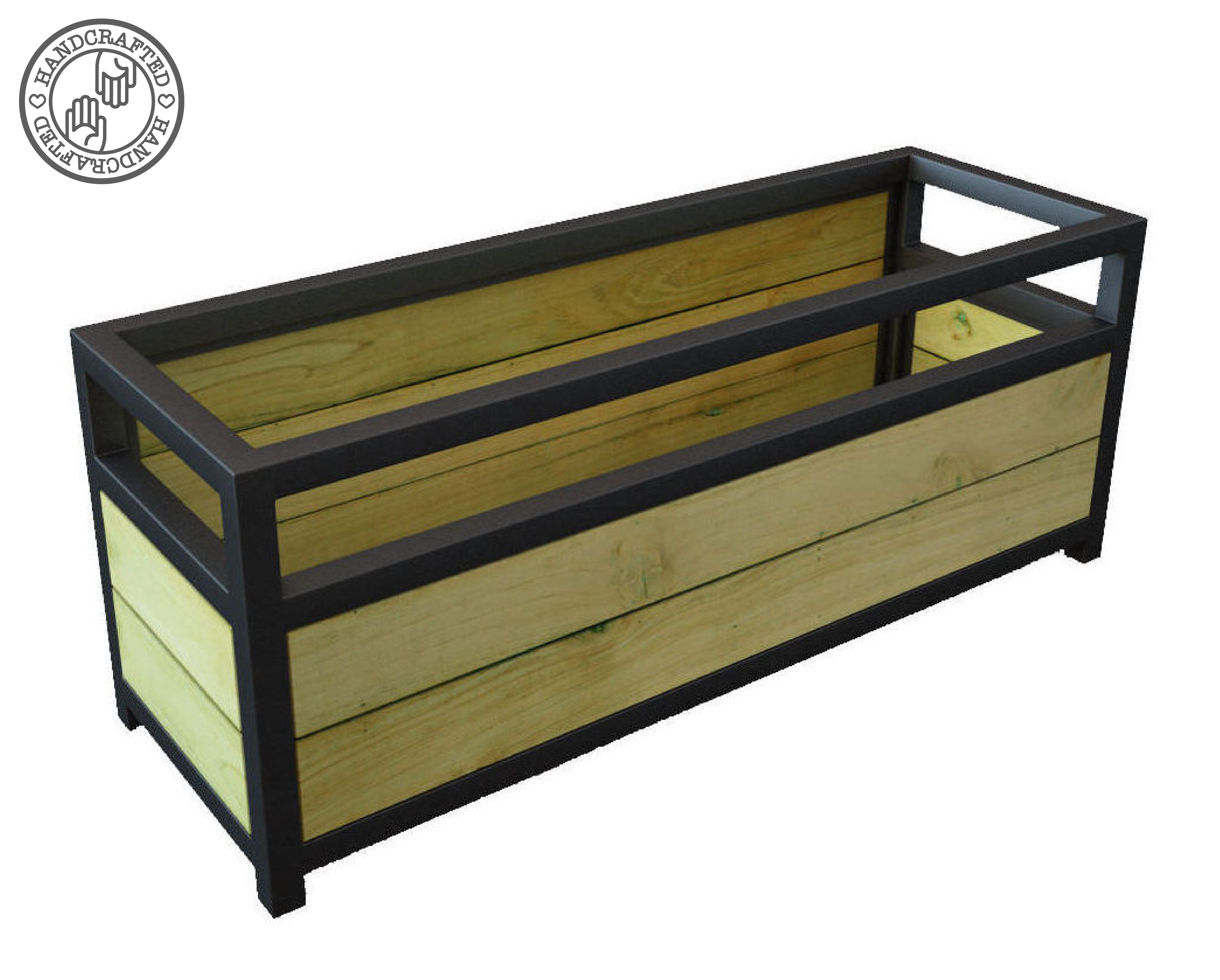 Metal and Wooden Maddix Cafe Planter with Logo Metal and Wooden Maddix Cafe Planter with Logo, Bespoke Cafe Planter, Wooden Cafe Planter, Custom-Made Cafe Planter, Handmade Cafe Planters, Commercial Planters, Commercial Cafe Planter
