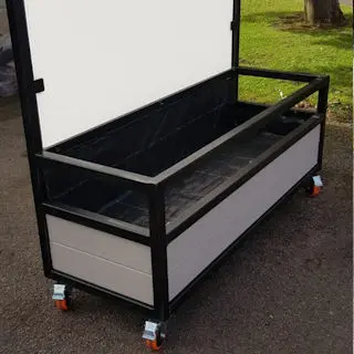 addison2a Maddix Industrial Cafe Planter can be a Bespoke Commercial Planter on Wheels. Black Frame Restaurant Planter with Screen.