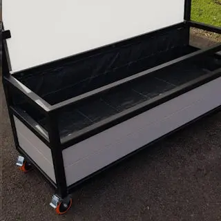 addison3a Bespoke Restaurant Planter with Screen. Maddix Industrial Cafe Planter can be a Bespoke Commercial Planter on Wheels