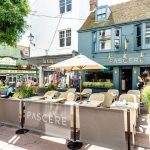 Pascere Installation - Grey Cafe Canvas Banners with Black Powder Coated Posts