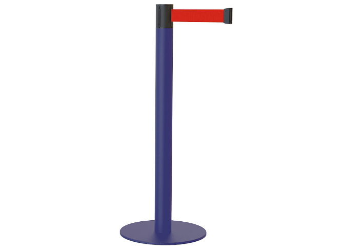 Airport Retractable Barriers in Blue with Red Tape Airport Retractable Barriers in Blue with Red Tape