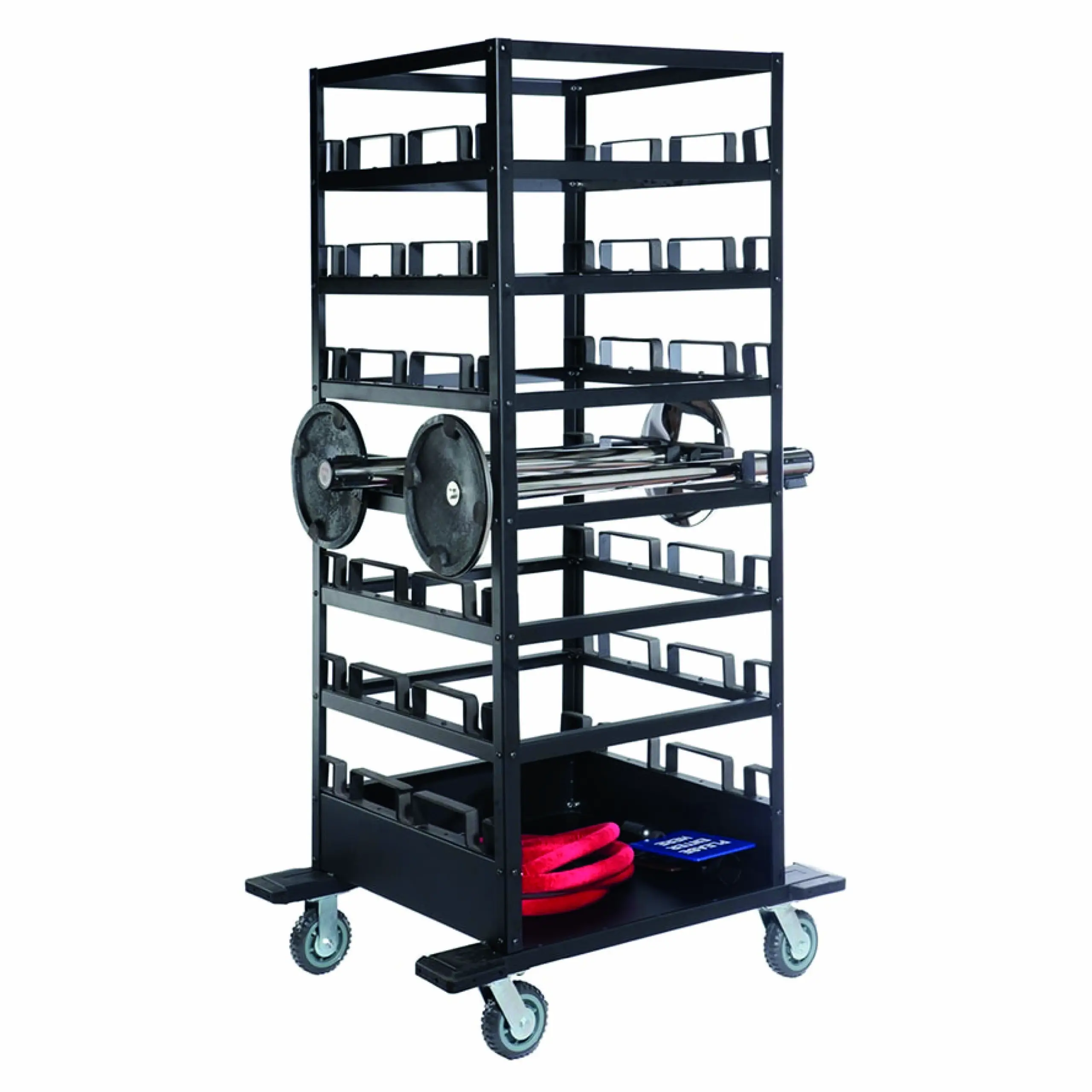 Barrier Storage Cart Barrier Storage Cart, Vertical Storage Trolley for Barrier Posts, Cafe Barrier Post Trolley, Retractable Belt Barrier Storage, Post Trolley, Cafe Barrier Post Cart