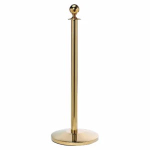 Leader Sphere Rope Barrier Post in Polished Brass, Rope Barriers, Traditional Barrier Posts, Metal Stanchions, Rope Stanchions, Brass Uprights for Rope, Brass Rope Barrier, Ball Top Rope Post, Queueing Barriers, Queueing Systems