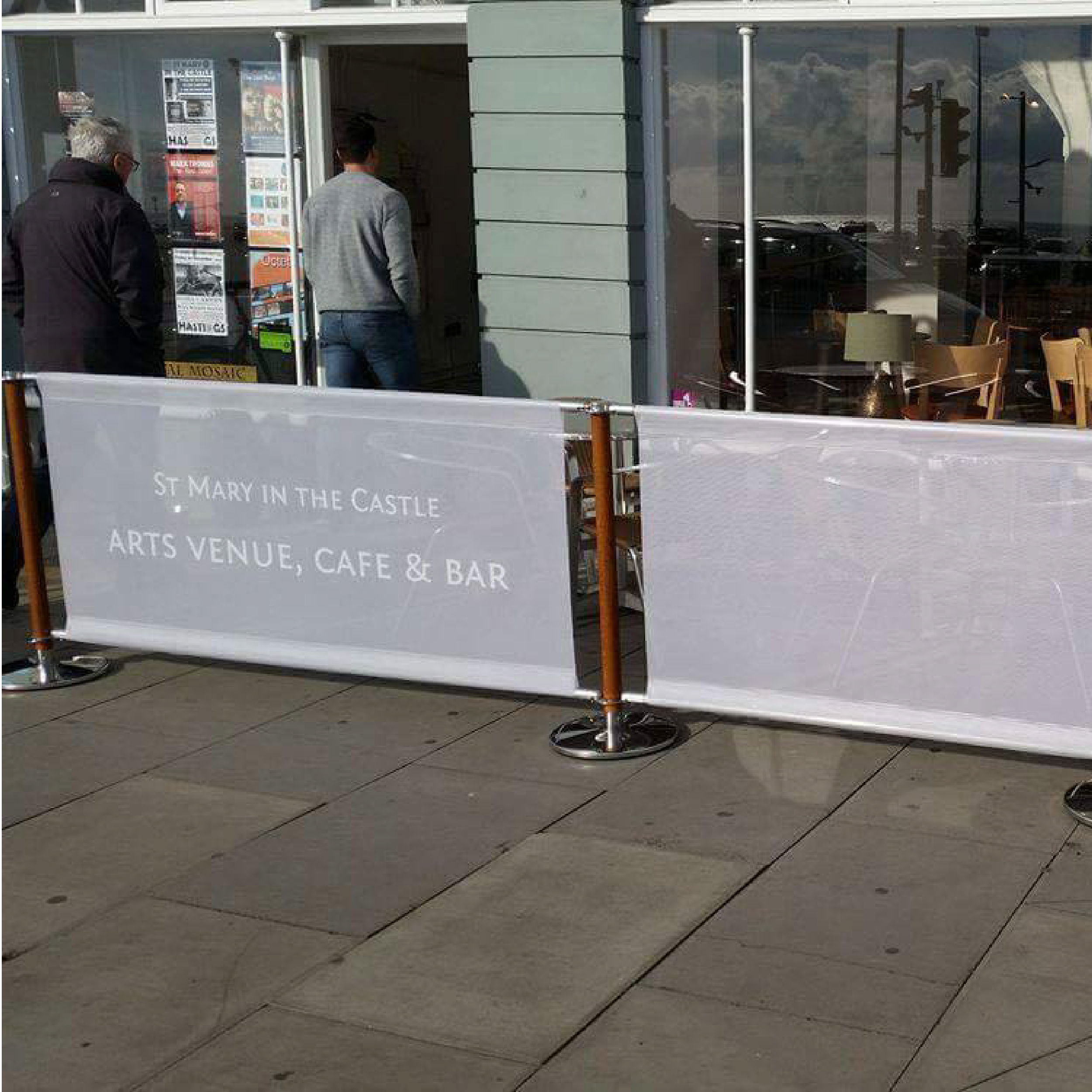 Natural Cafe Barrier Post & Mesh Cafe Banner - St Marys