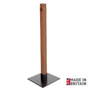 Wooden Rustic Rope Barrier Post with Square Base - Made In Britain