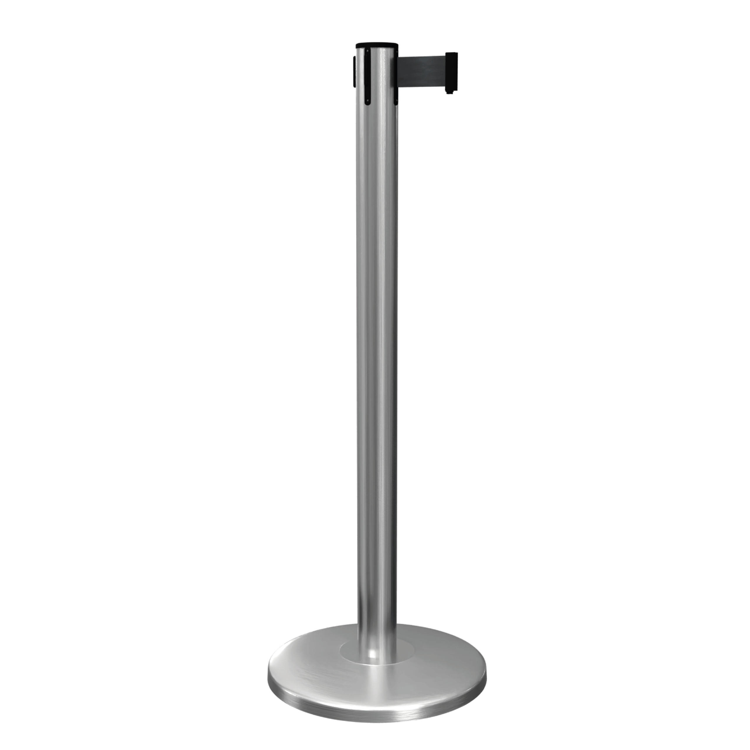 Satin Stainless Steel QueueMaster Retractable Barrier Post Satin Stainless Steel QueueMaster Retractable Barrier Post, Retracting Barrier Post, Retractable Stanchion, Metal Retractable Barrier, Commercial Retractable