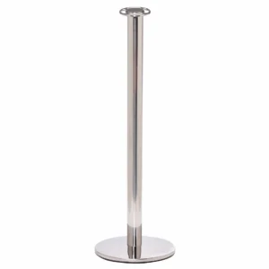 Traditional Flat Rope Barrier Post in Polished Stainless Steel, Rope Barriers, Traditional Barrier Posts, Metal Stanchions, Rope Stanchions, Stainless Uprights for Rope, Stainless Rope Barrier, Flat Top Rope Post, Queueing Barriers, Queueing Systems