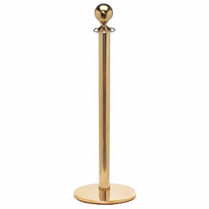 Traditional Sphere Rope Barrier Post in Polished Brass, Rope Barriers, Traditional Barrier Posts, Metal Stanchions, Rope Stanchions, Brass Uprights for Rope, Brass Rope Barrier, Ball Top Rope Post, Queueing Barriers, Queueing Systems