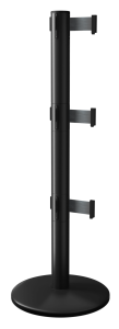 QueuePro Triple Retractable Barrier in Black with Black Tape