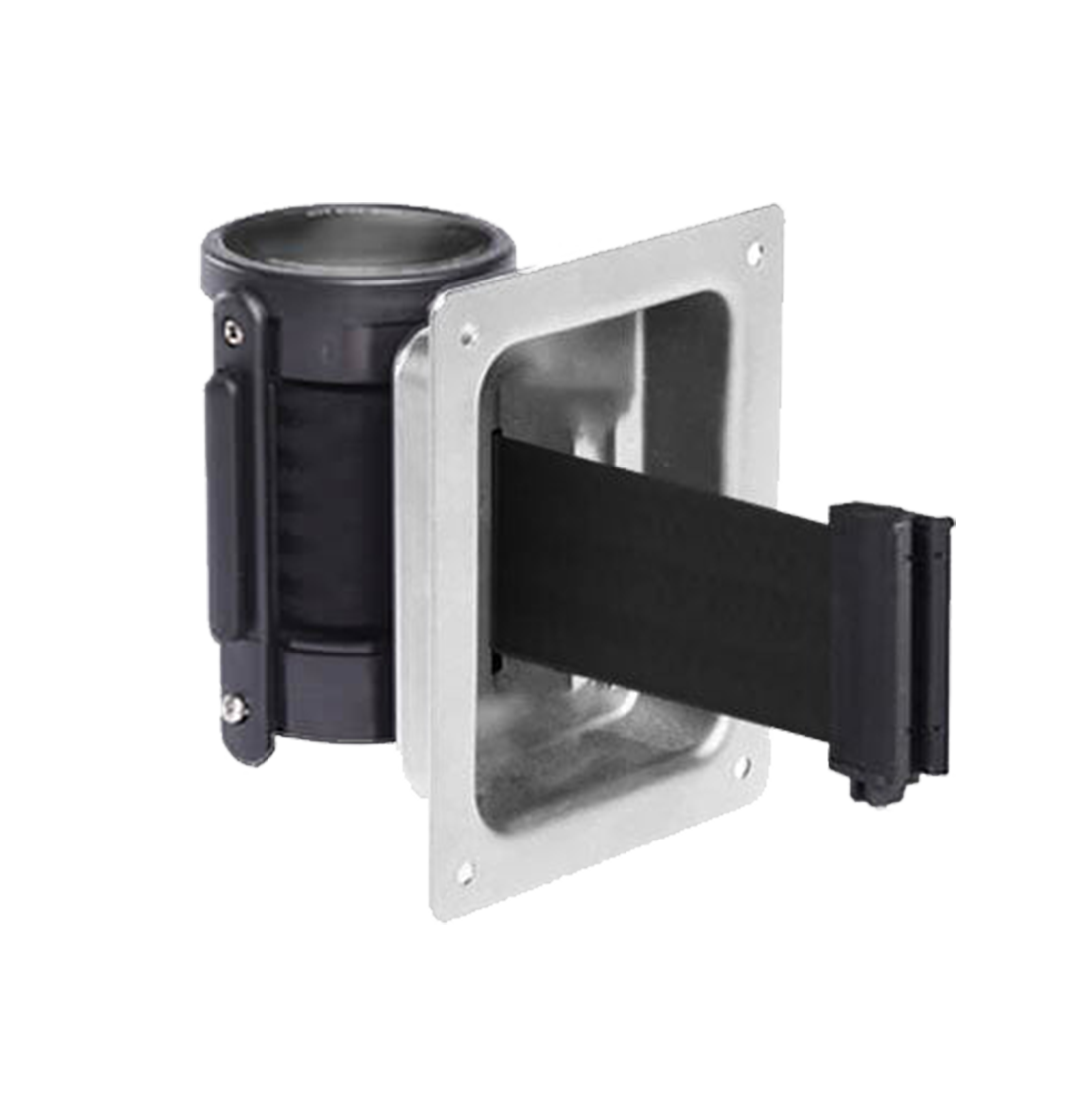 Recessed Retractable Wall Mount with Black Tape Recessed Retractable Wall Mount with Black Tape