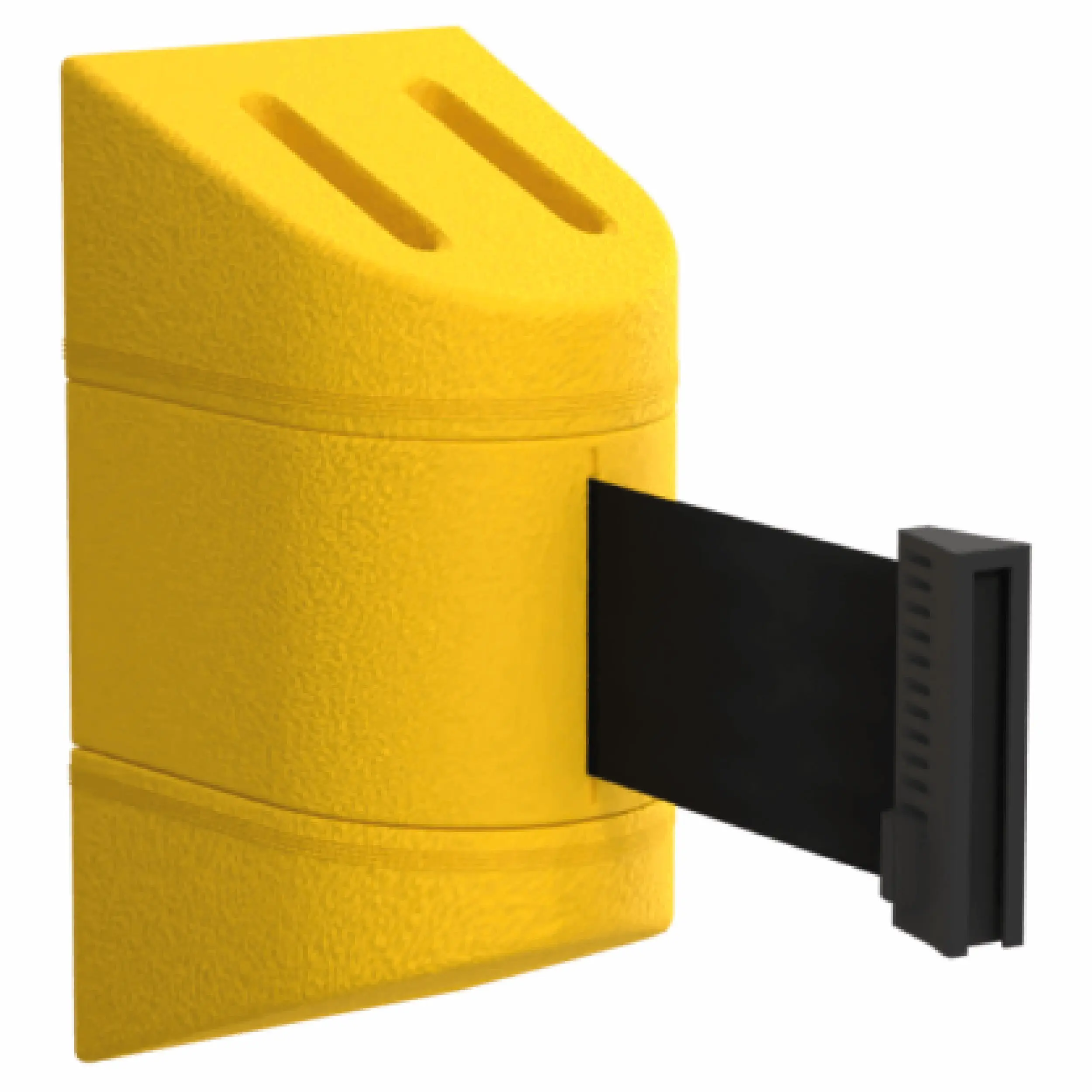 Mini Wall Mounted Retractable Barrier in Yellow Mini Wall Mounted Retractable Barrier in Yellow, Belt Barrier, Retractable Belt Barriers, Small Belt Barriers, Wall Mounted Belt Barrier, Warehouse Barriers