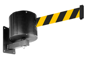 Maxi Retractable Wall Mount in Black with Black & Yellow Tape