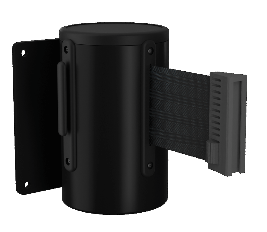 Standard Retractable Wall Mount in Black with Black Tape Standard Retractable Wall Mount in Black with Black Tape
