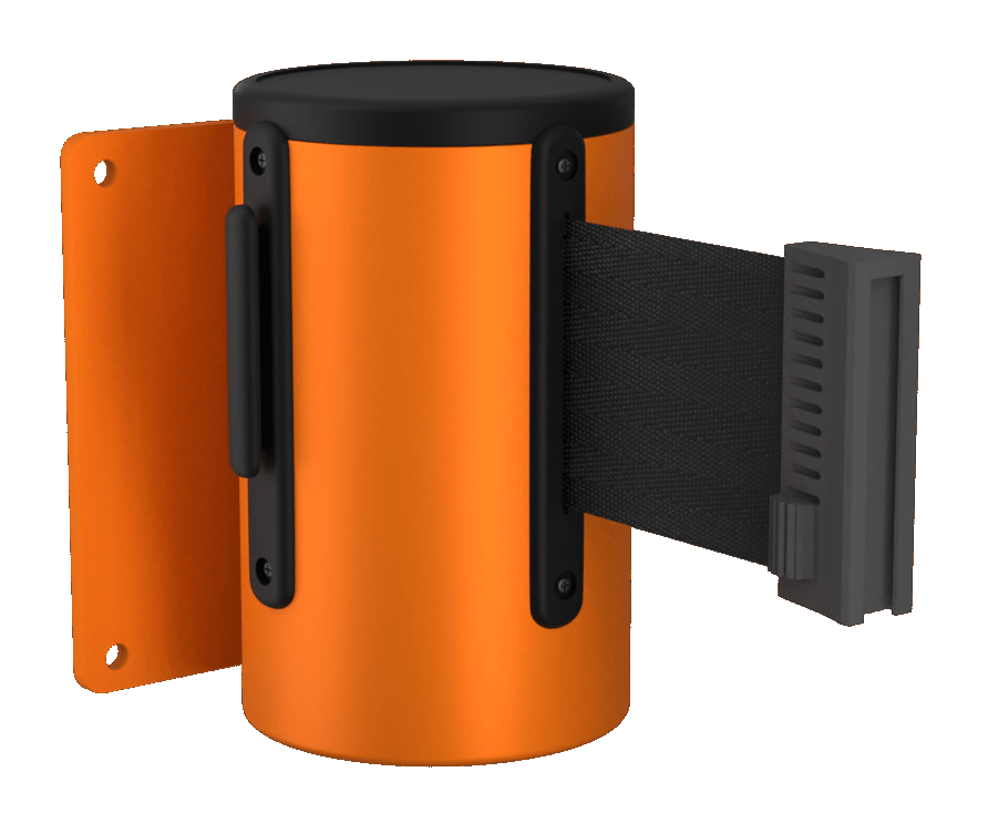 Standard Retractable Wall Mount in Orange with Black Tape Standard Retractable Wall Mount in Orange with Black Tape