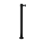 Black QueuePro 300 Retractable Barrier Post with Surface Mount Base and Black Tape