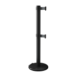 Black RollerPro 251 Twin Retractable Barrier Post with Black Tape