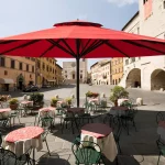 Grande Round Caravita Commercial Giant Umbrella in Red