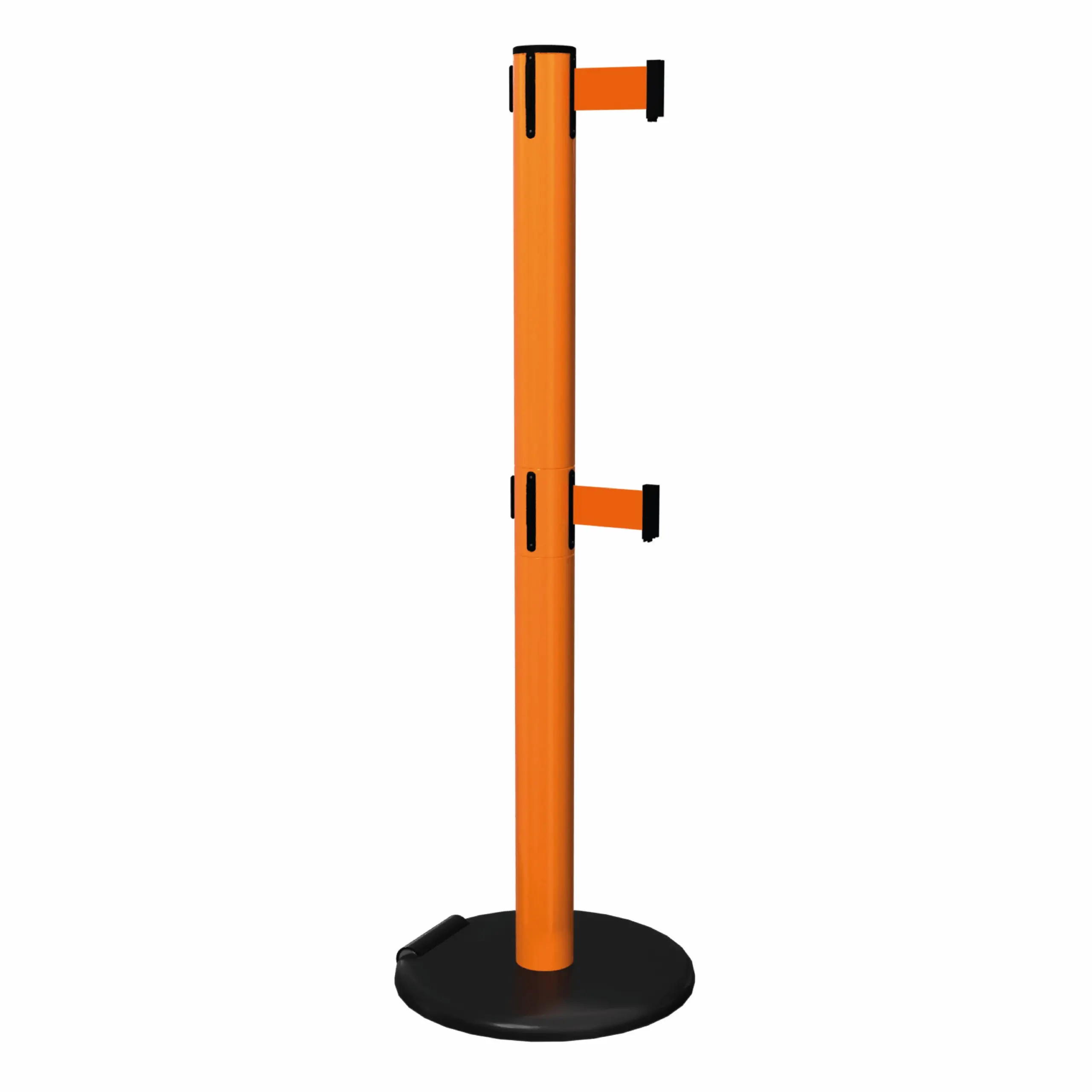 RollerSafety 251 Twin in Orange Free Standing Twin Orange RollerSafety 251 Retractable Barrier Post with Orange Tape, Retracting Barrier Post, Retractable Stanchion, Metal Retractable Barrier, Commercial Retractable, Safety Belt Barriers, Double Belted Barrier Post