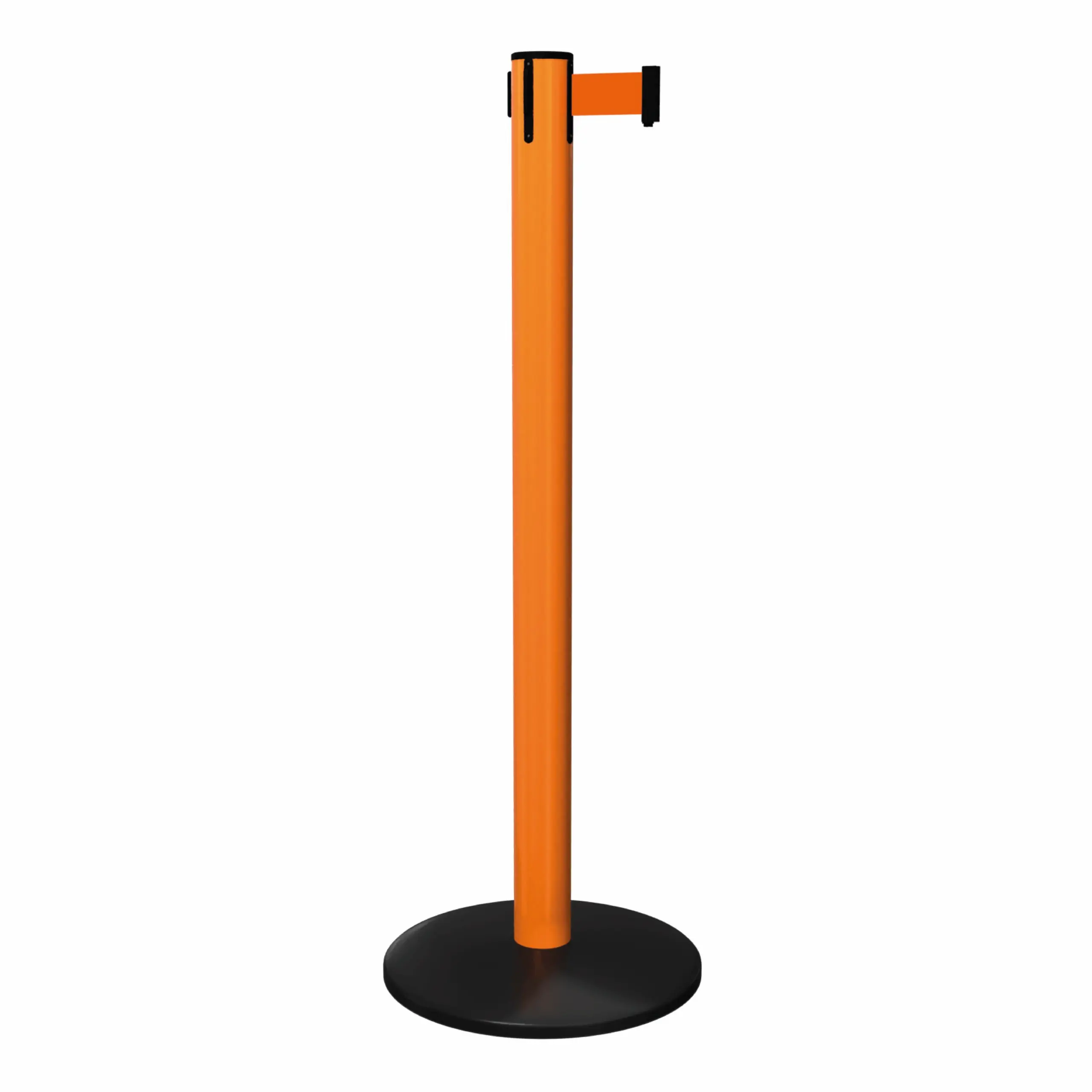 SafetyPro 251 in Orange Free Standing Orange SafetyPro 251 Retractable Barrier Post with Orange Tape, Retracting Barrier Post, Retractable Stanchion, Metal Retractable Barrier, Commercial Retractable, Safety Belt Barriers, Belted Barrier Post