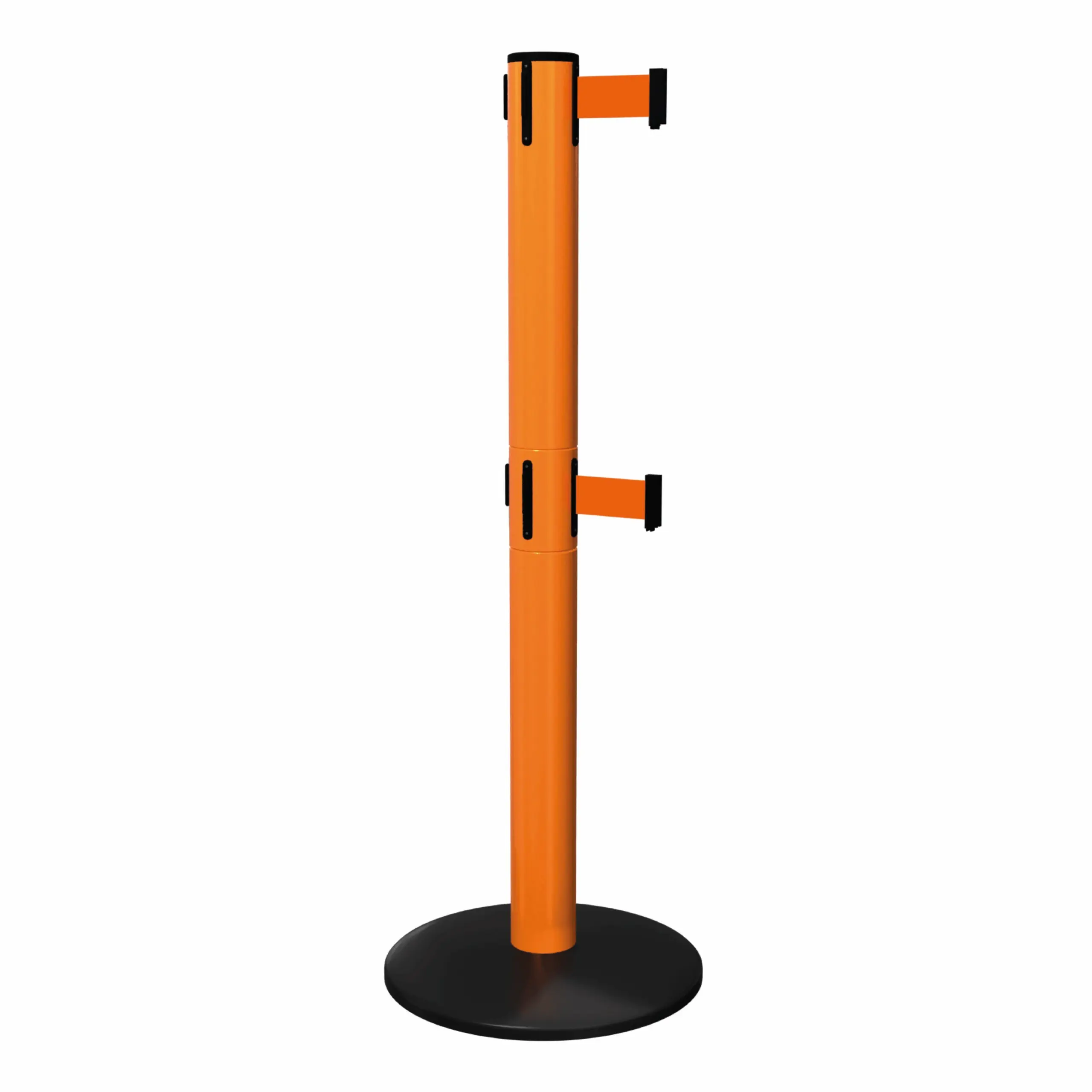 SafetyPro 300 Twin in Orange Free Standing Orange SafetyPro 300 Twin Retractable Barrier Post with Orange Tape, Retracting Barrier Post, Retractable Stanchion, Metal Retractable Barrier, Commercial Retractable, Safety Belt Barriers, Double Belted Barrier Post