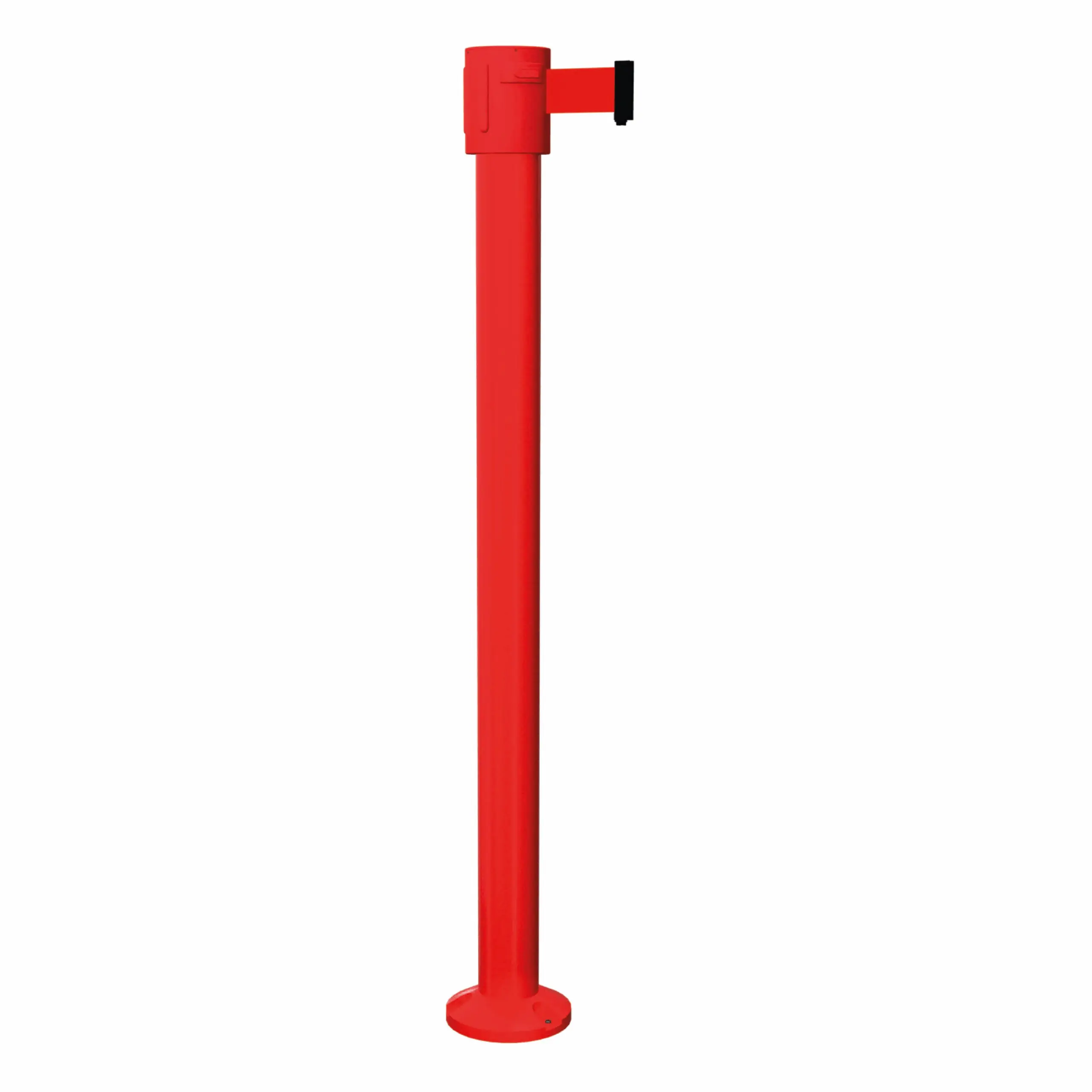 SafetyPro 335 Surface Mount in Red Red SafetyPro 335 Surface Mount Retractable Barrier Post with Red Tape, Retracting Barrier Post, Retractable Stanchion, Metal Retractable Barrier, Commercial Retractable, Safety Belt Barriers