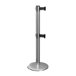 Satin Stainless Steel QueuePro 251 Twin Retractable Barrier Post with Black Tape