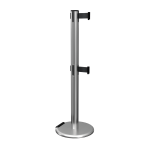 Satin Stainless Steel RollerPro 251 Twin Retractable Barrier Post with Black Tape