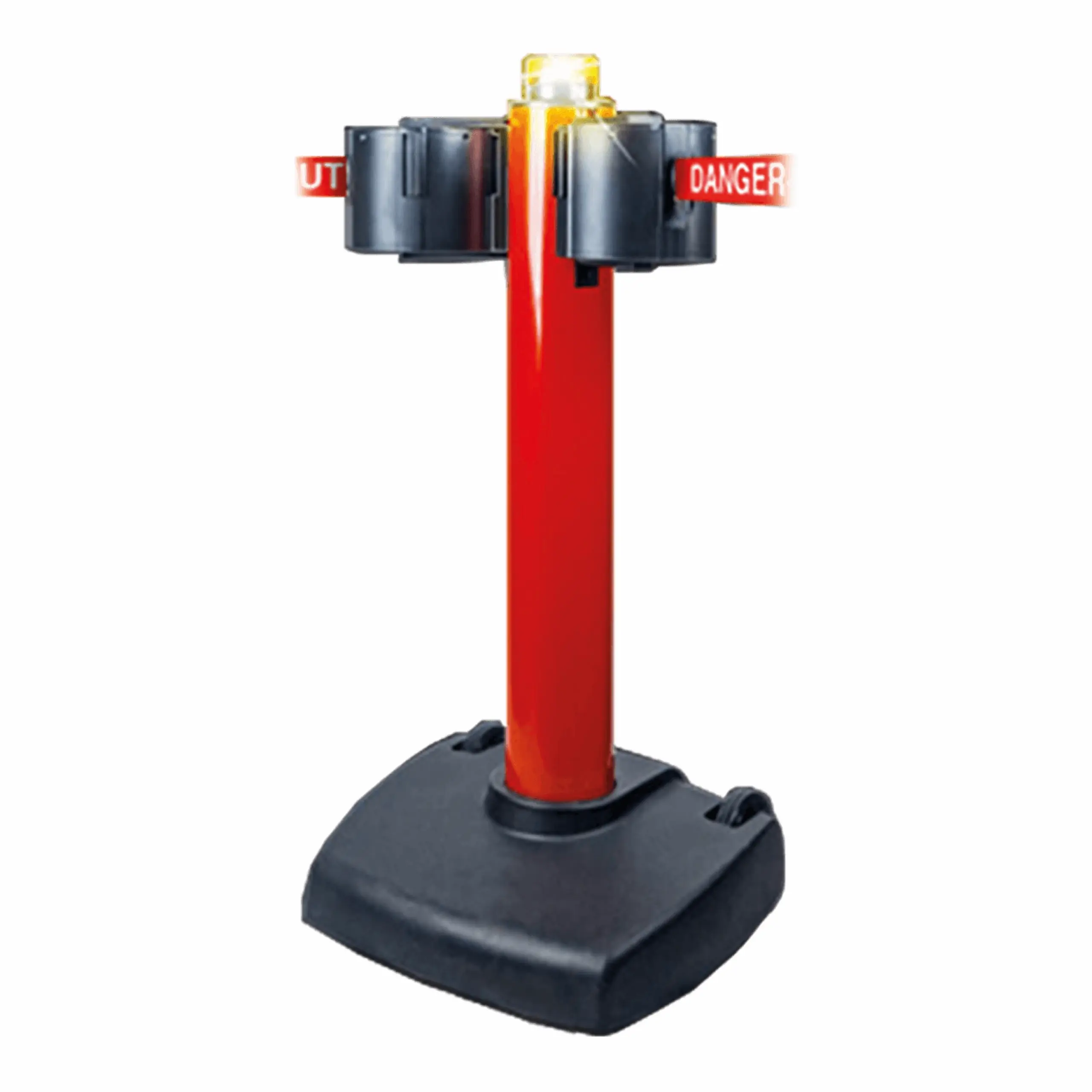 SkyPro in Red Free Standing Red SkyPro Retractable Barrier Post with Red Danger Keep Out Tape, Retracting Barrier Post, Retractable Stanchion, Metal Retractable Barrier, Commercial Retractable, Safety Belt Barriers
