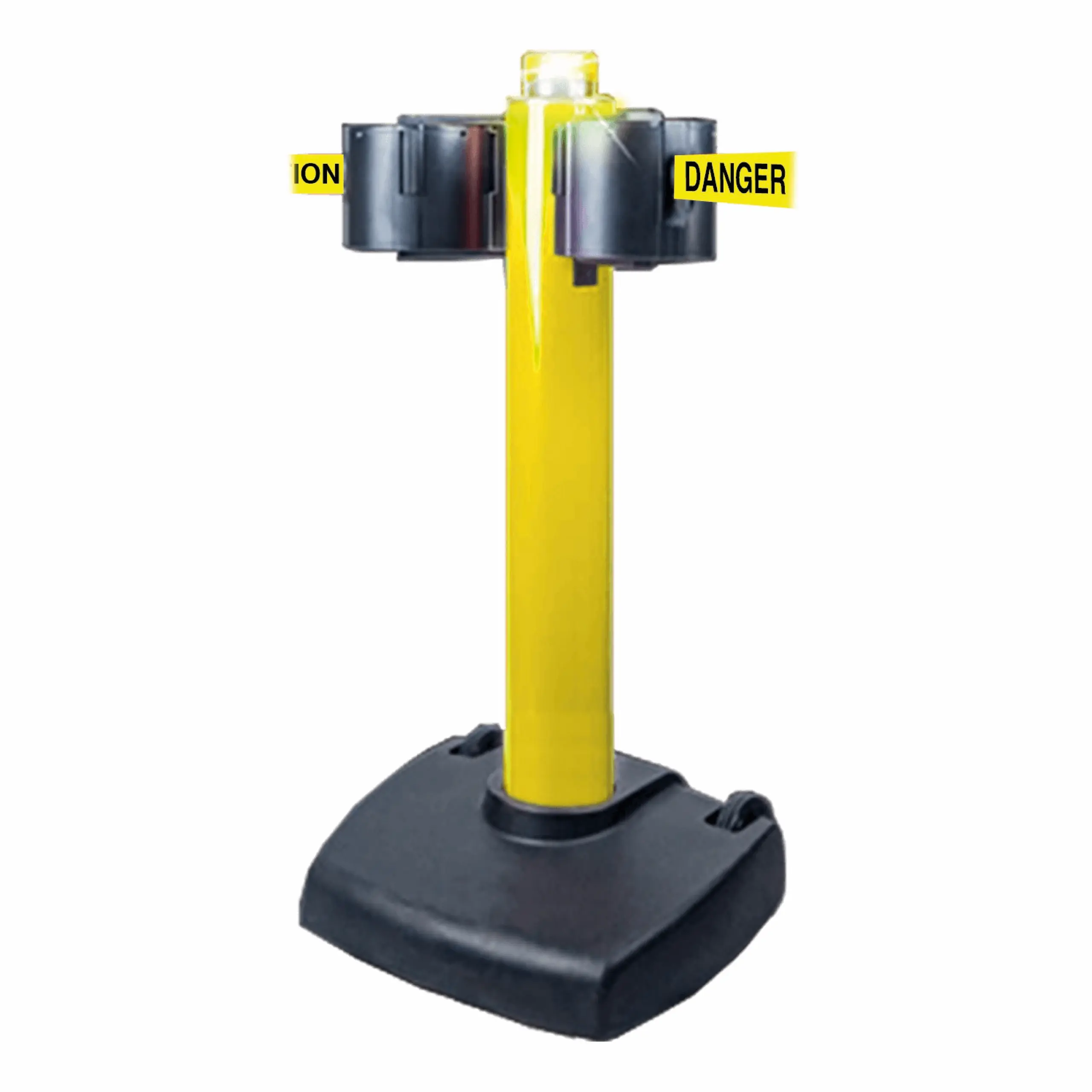 SkyPro in Yellow Free Standing Yellow SkyPro Retractable Barrier Post with Yellow Danger Keep Out Tape, Retracting Barrier Post, Retractable Stanchion, Metal Retractable Barrier, Commercial Retractable, Safety Belt Barriers