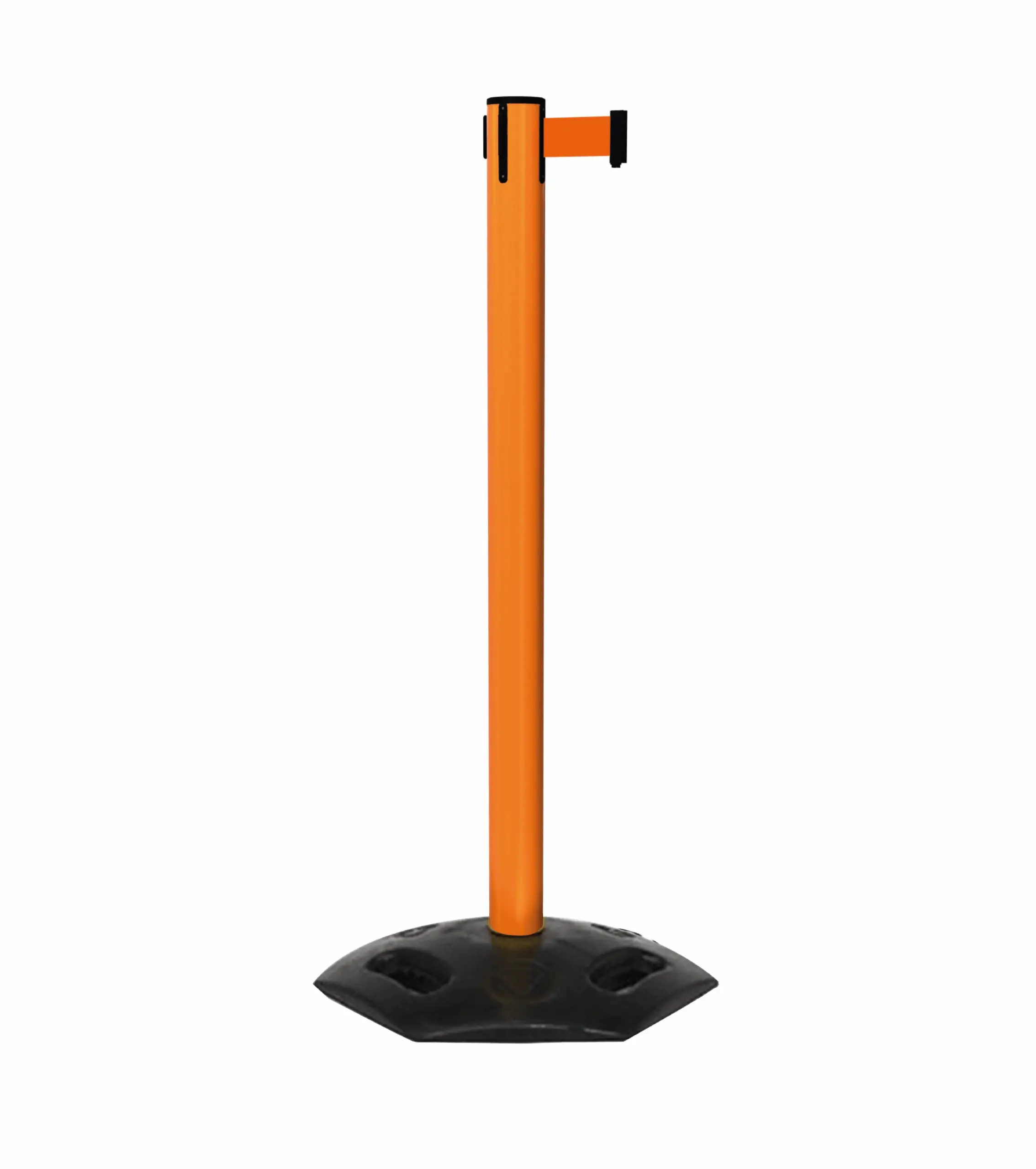 WeatherMaster 251 in Orange Free Standing Orange WeatherMaster 251 Retractable Barrier Post with Orange Tape, Retracting Barrier Post, Retractable Stanchion, Metal Retractable Barrier, Commercial Retractable, Safety Belt Barriers