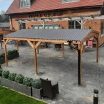 Commercial Wooden Gazebo - Roof View on Pub Patio