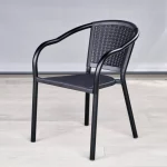 Darwin Black Metal and Wood Effect Outdoor Furniture Armchairs