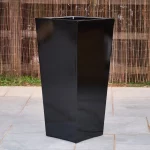 Commercial Fibreglass Planter - Black Tall Empty