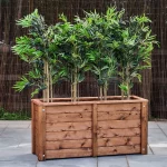 Commercial Wooden Planter - Trough with Plants