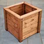 Commercial Wooden Planter - Cube Empty