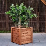 Commercial Wooden Planter - Cube with Plants