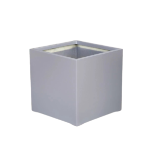 Commercial Fibreglass Cafe Planter - Grey Cube Empty, Outdoor Fibreglass Planter, Cube Planter, Commercial Planters, Restaurant Planters, Alfresco Planters