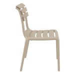 Taupe Marketa Stackable Chair for Indoor and Outdoor Use - Side View