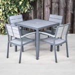 Plastic and Aluminium Grey Outdoor Square Table and Chairs Set - Mortimer Range