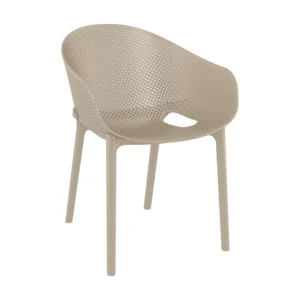 Taupe Azure Stackable Armchair for Indoor or Outdoor Use, Plastic Armchair, Commercial Furniture, Hospitality Furniture