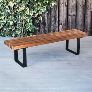 Sherwood Indoor & Outdoor Wood & Metal Industrial Outdoor Commercial Bench