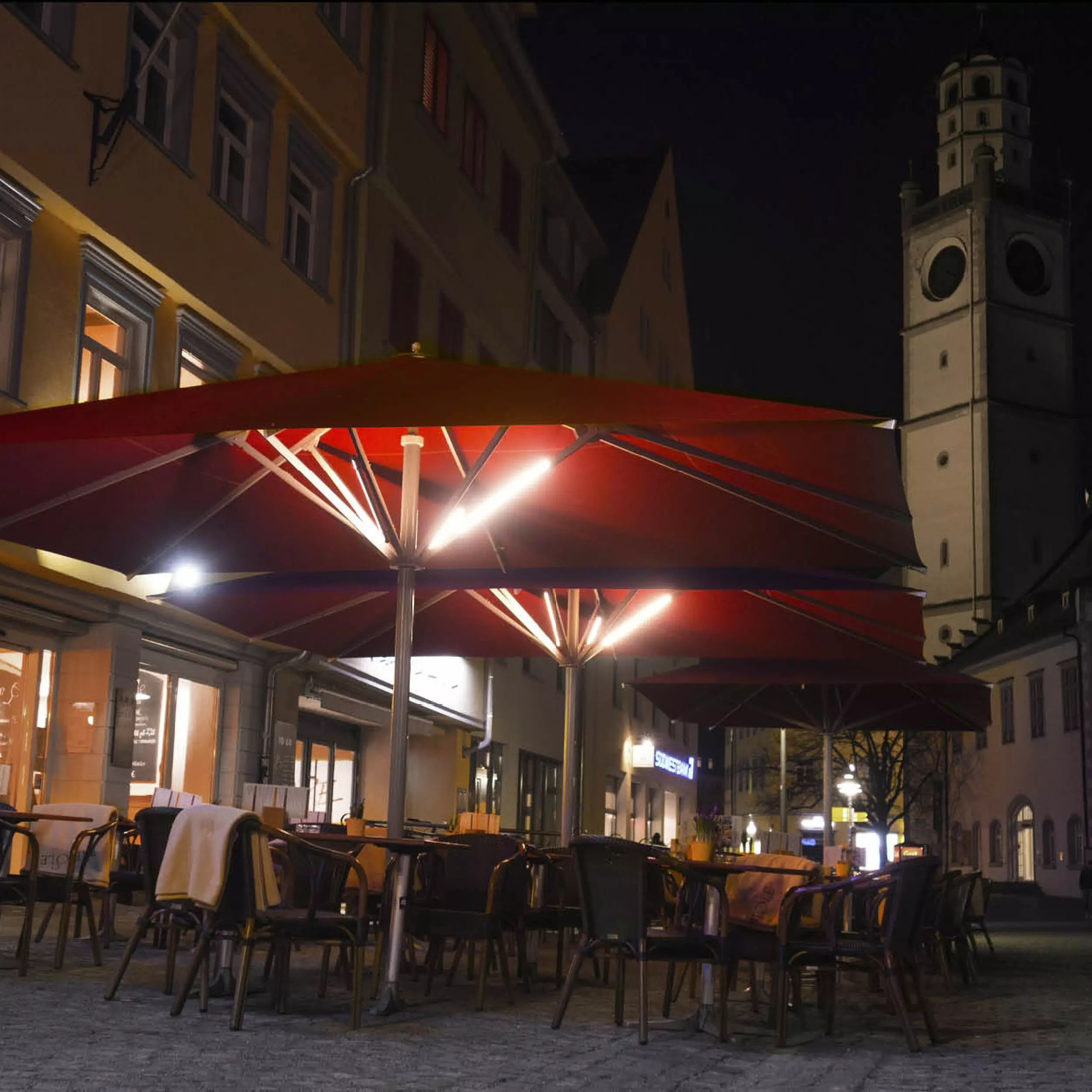 Lume Smart Parasol Lighting Kit - Outside Restaurant Lume Smart Parasol Lighting Kit Outside Restaurant, Lume Smart Parasol Lighting Kit, Parasol Lighting, Umbrella Lighting, Lighting Kit for Parasols, Commercial Giant Umbrella Lighting Kit