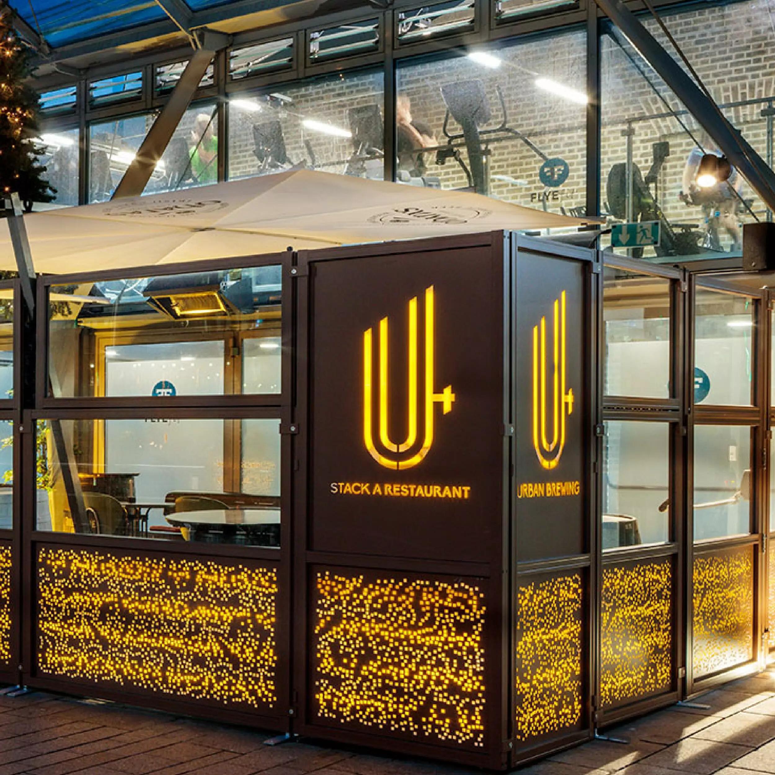 Buran Terrace Screen - Stack A Restaurant Buran Terrace Screen - Stack A Restaurant, Fixed Terrace Screens, Outdoor Screens, Powder Coated Screens, Restaurant Terrace Screens, Cafe Screens, Balustrades, Hospitality Terrace Screens, Windbreaks