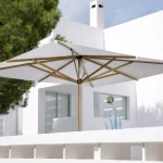 Caravita Primus Giant Umbrella in White with Wood Frame