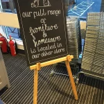 Chalkboard Pens on Chalkboard in Shop Entrance