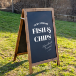 Economy Chalkboard A-Frame with Fish and Chips Wording