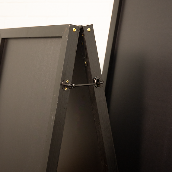 Tall Chalkboard A-Frame in Black - Close Up of Fastening~mv2 Tall Chalkboard A-Frame in Black - Close Up of Fastening, Commercial Use, Chalkboard A-Frames, Wooden Chalkboard